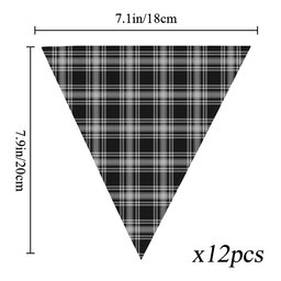 ScotsTee Shop Scottish Menzies Black and White Tartan Triangle Flags Tartan Bunting, Pennants (12pcs)