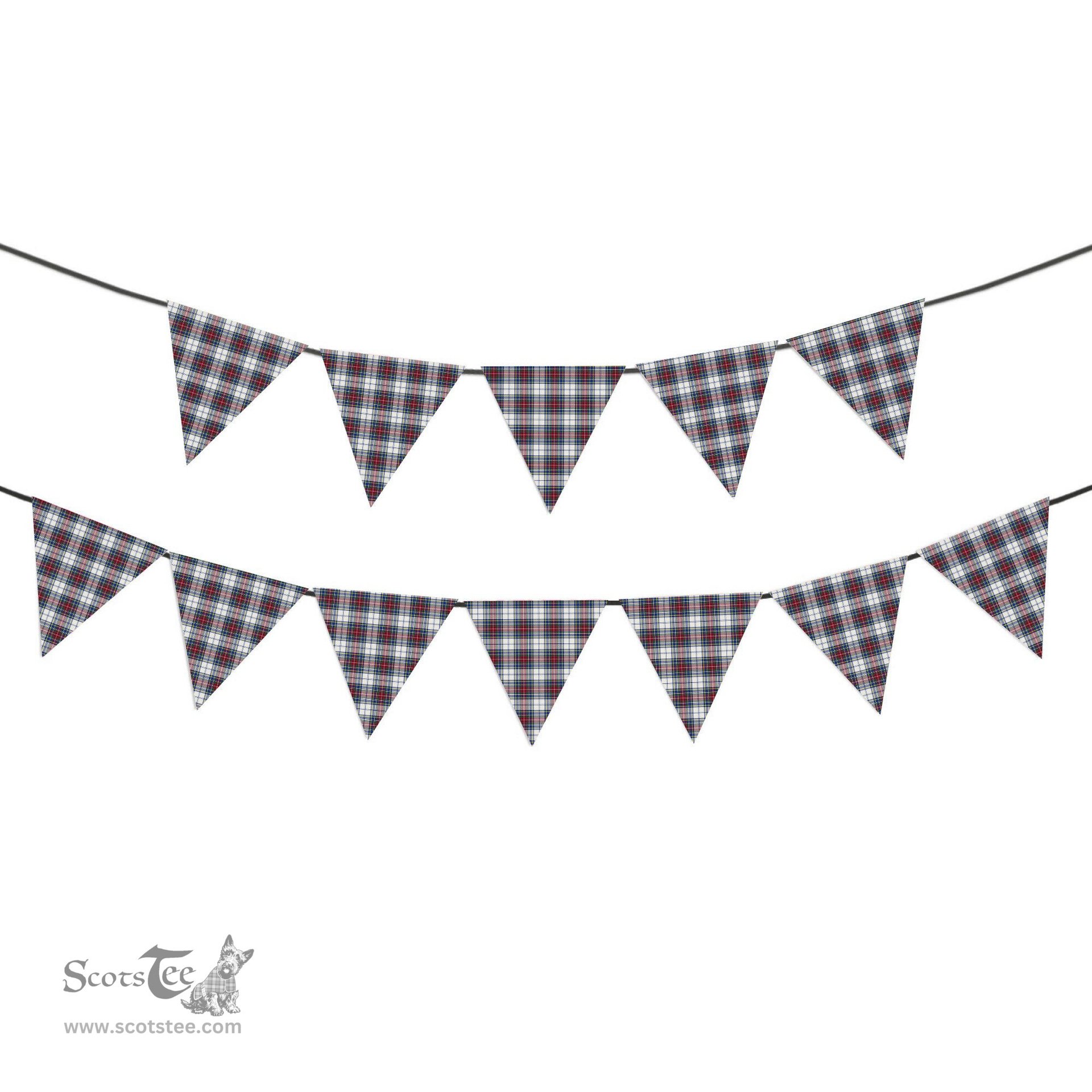 ScotsTee Shop Scottish McBeth Dress  Modern Tartan Triangle Flags Tartan Bunting, Pennants (12pcs)
