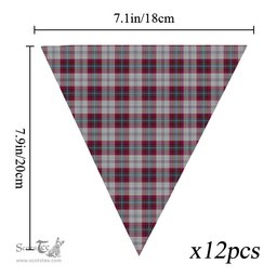 ScotsTee Shop Scottish MacLean of Duart Dress 4 Tartan Triangle Flags Tartan Bunting, Pennants (12pcs)