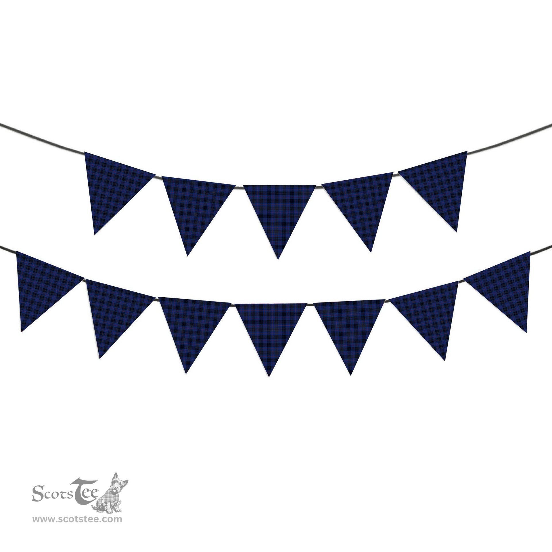ScotsTee Shop Scottish MacKay Blue Modern Tartan Triangle Flags Tartan Bunting, Pennants (12pcs)
