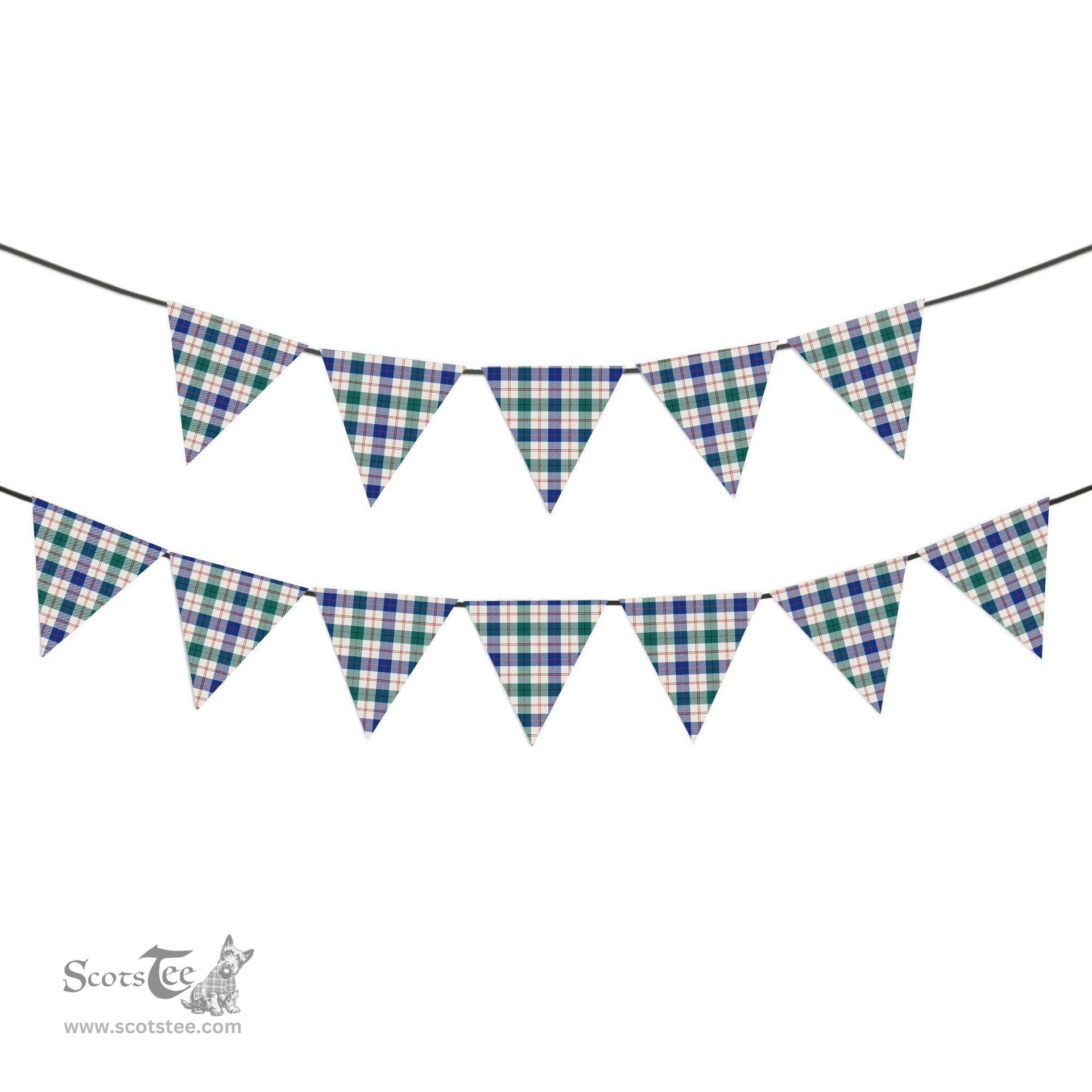 ScotsTee Shop Scottish Guthrie Dress Modern Tartan Triangle Flags Tartan Bunting, Pennants (12pcs)