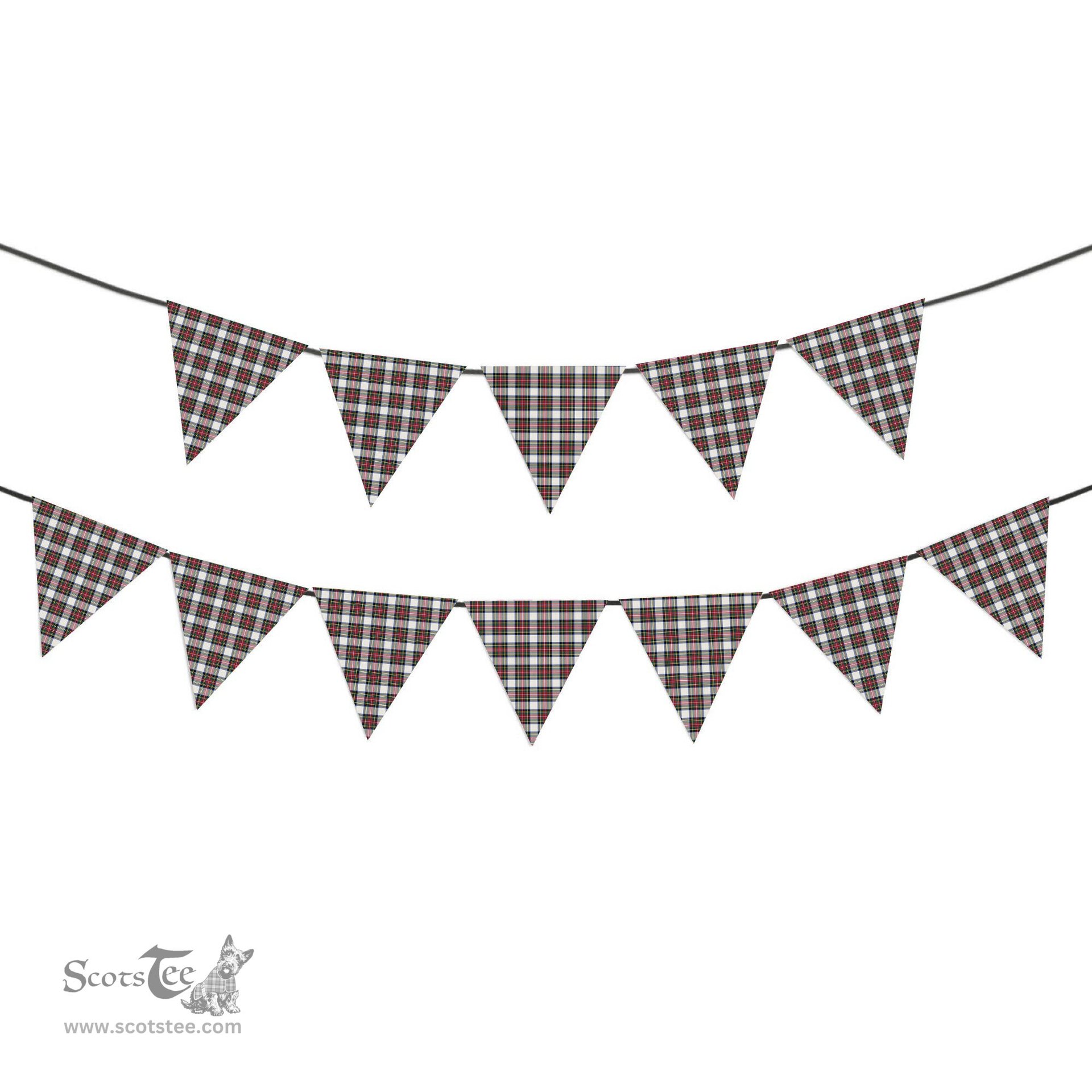 ScotsTee Shop Scottish Stewart Dress Modern Tartan Triangle Flags Tartan Bunting, Pennants (12pcs)