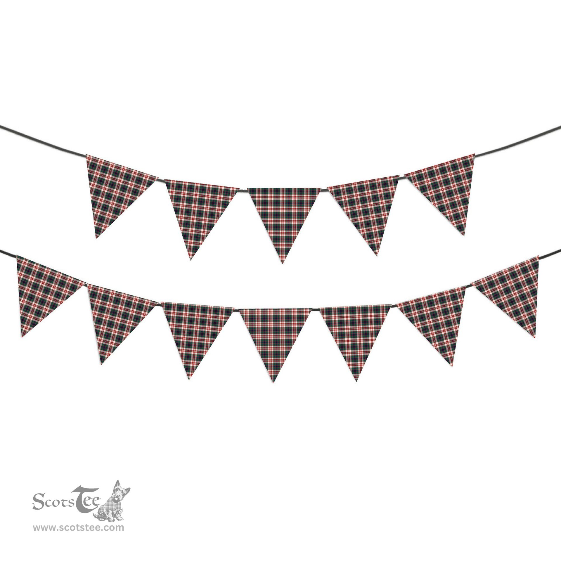 ScotsTee Shop Scottish Robertson Dress Modern Tartan Triangle Flags Tartan Bunting, Pennants (12pcs)
