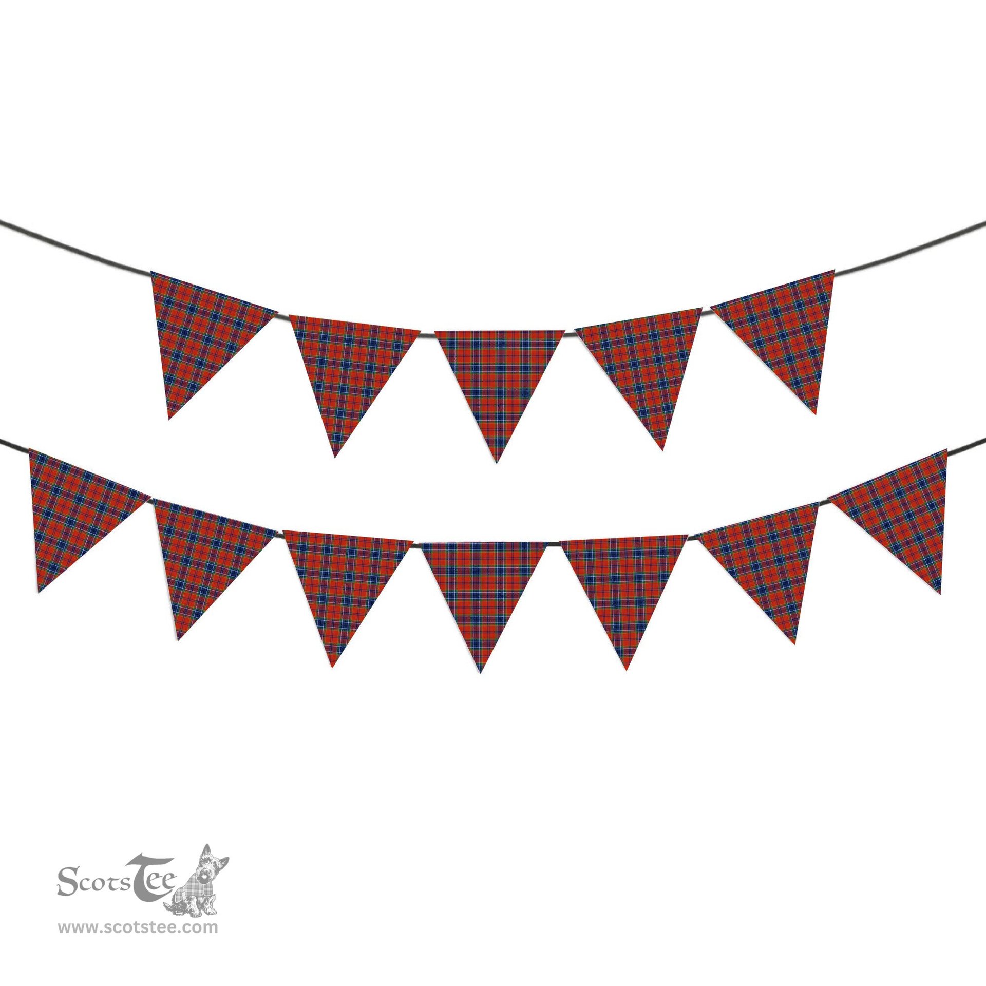 ScotsTee Shop Scottish MacCreary Modern Tartan Triangle Flags Tartan Bunting, Pennants (12pcs)