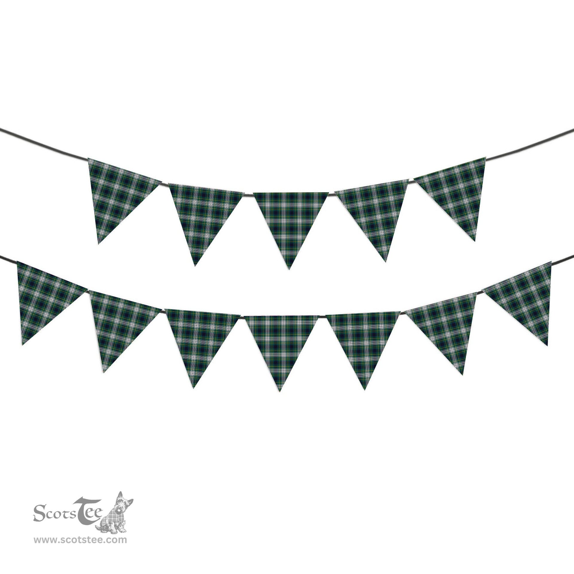 ScotsTee Shop Scottish Johnstone Dress Modern Tartan Triangle Flags Tartan Bunting, Pennants (12pcs)