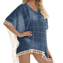 ScotsTee Shop Scottish American National Modern Tartan Square Fringed Shawl