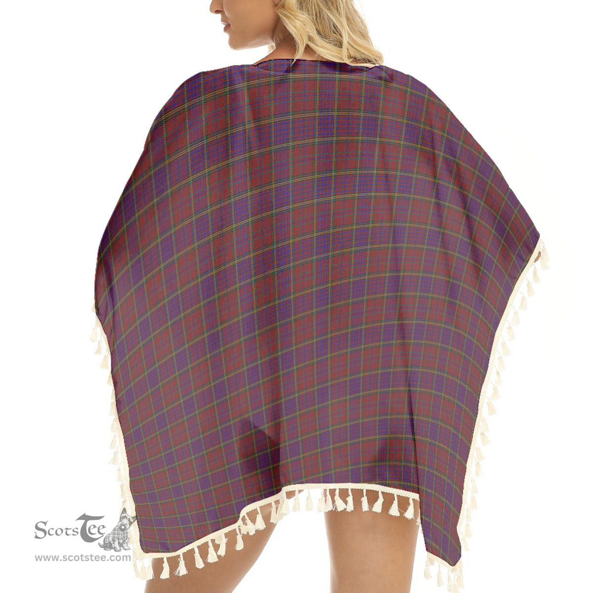 ScotsTee Shop Scottish Anderson of Kinnedear Red Tartan Square Fringed Shawl