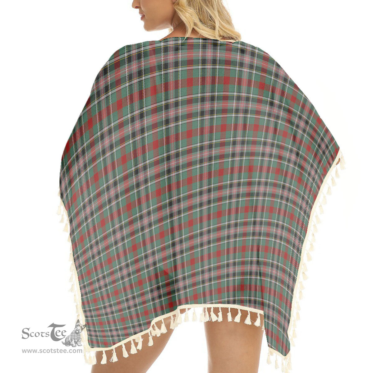 ScotsTee Shop Scottish Bruce of Kinnaird Tartan Square Fringed Shawl