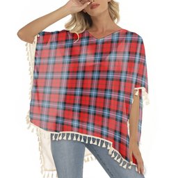 ScotsTee Shop Scottish Baillie of Polkemmet Red Modern Tartan Square Fringed Shawl
