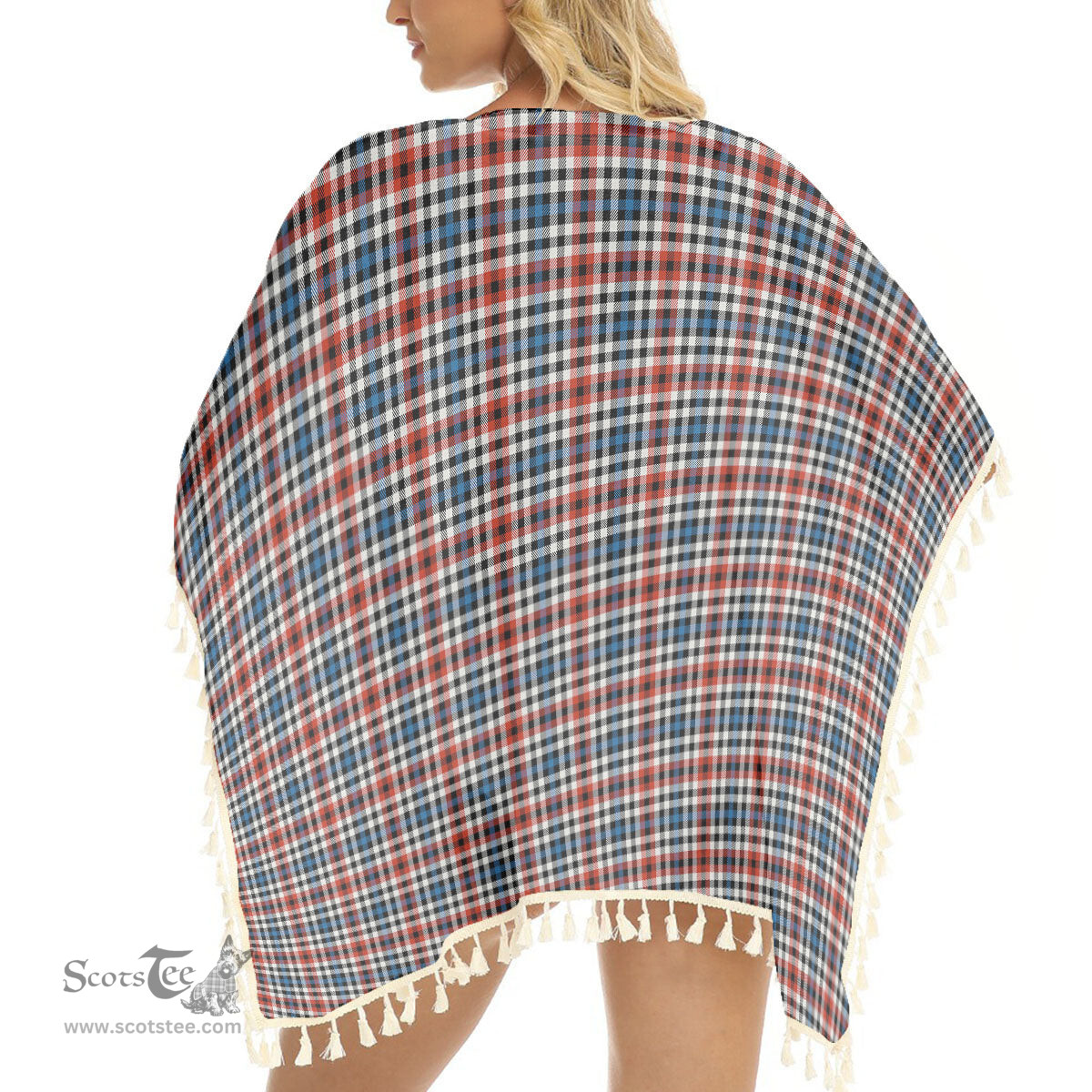 ScotsTee Shop Scottish Bell Border (Bell Southern Bell) Ancient Tartan Square Fringed Shawl