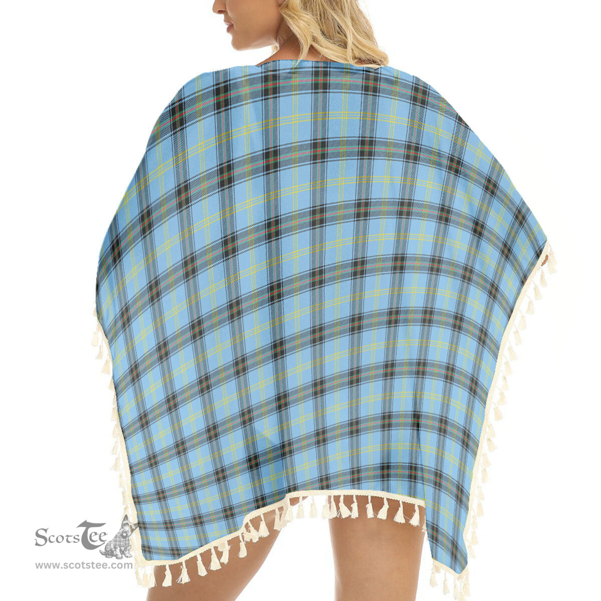 ScotsTee Shop Scottish Bell of the Borders Modern Tartan Square Fringed Shawl