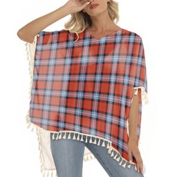 ScotsTee Shop Scottish Baillie of Polkemmet Red Ancient Tartan Square Fringed Shawl