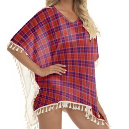 ScotsTee Shop Scottish Cameron of Lochiel Modern Tartan Square Fringed Shawl