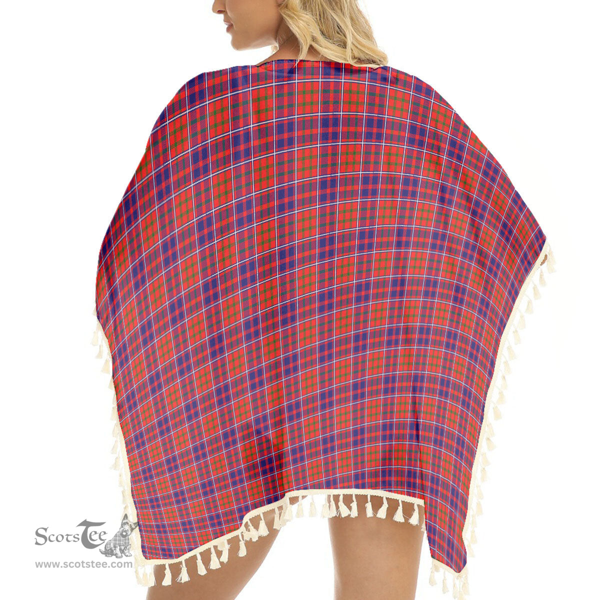 ScotsTee Shop Scottish Cameron of Lochiel Modern Tartan Square Fringed Shawl