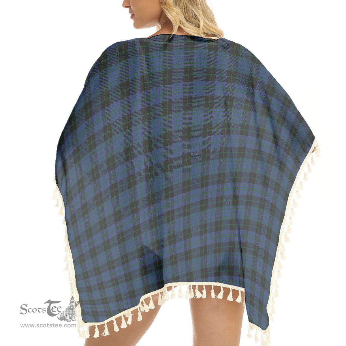 ScotsTee Shop Scottish Clergy Green lines 1 Tartan Square Fringed Shawl