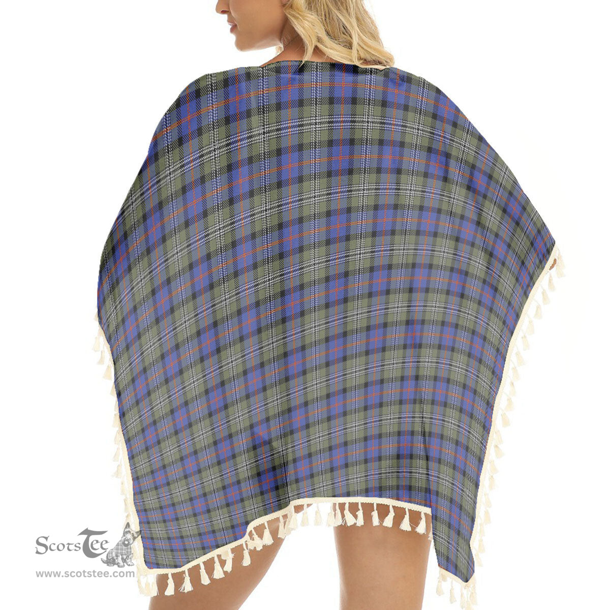 ScotsTee Shop Scottish Clan Logan Society International Tartan Square Fringed Shawl