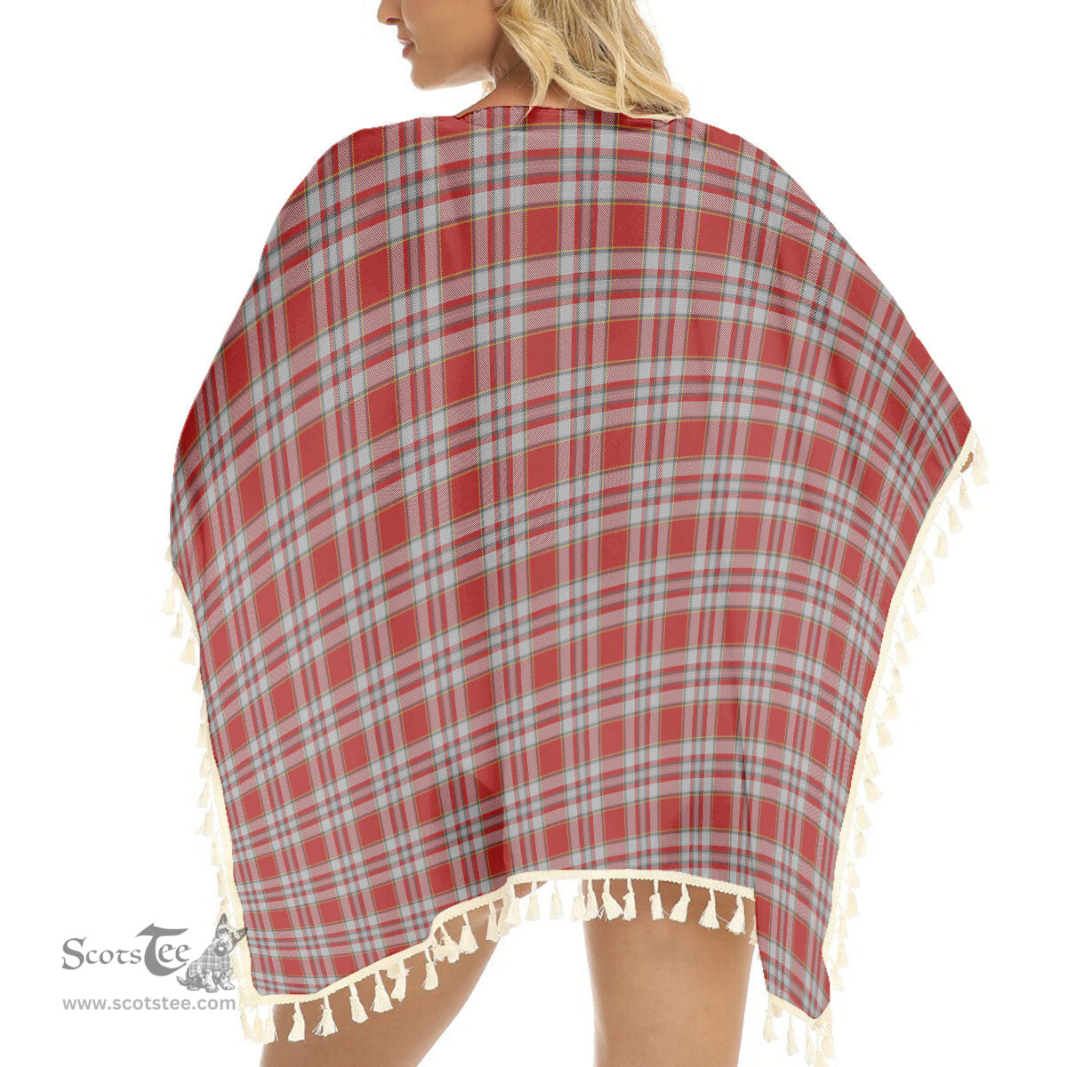 ScotsTee Shop Scottish Drummond of Perth Dress 3 Tartan Square Fringed Shawl