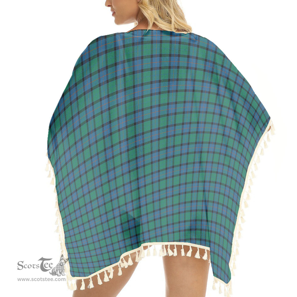 ScotsTee Shop Scottish Flower Of Scotland Tartan Square Fringed Shawl
