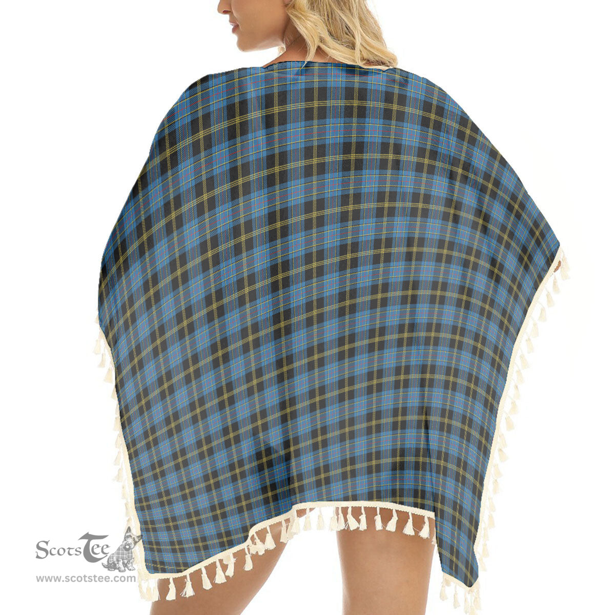 ScotsTee Shop Scottish Ewbank Modern Clan Tartan Square Fringed Shawl