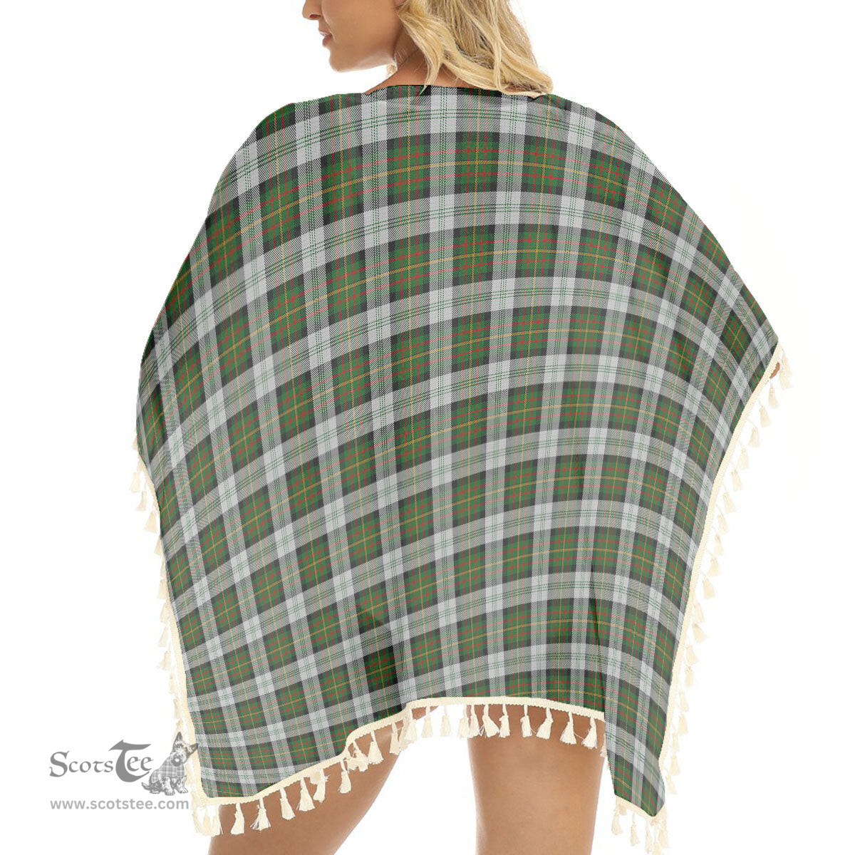 ScotsTee Shop Scottish Gillies Dress Green Tartan Square Fringed Shawl