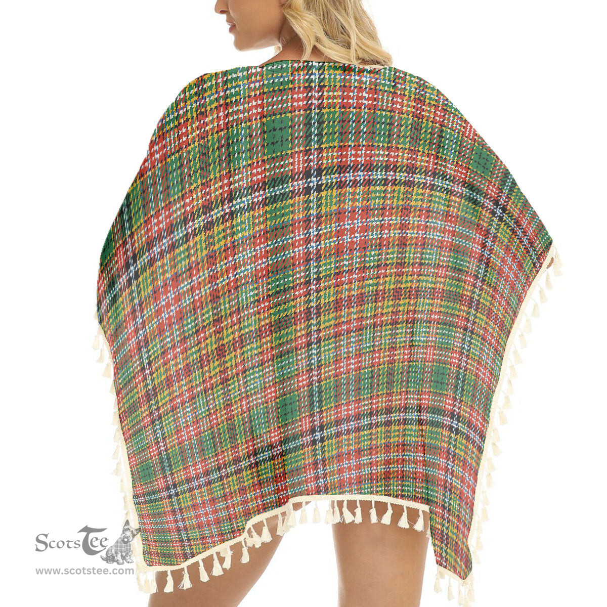 ScotsTee Shop Scottish Drummond of Strathallan Ancient Tartan Square Fringed Shawl