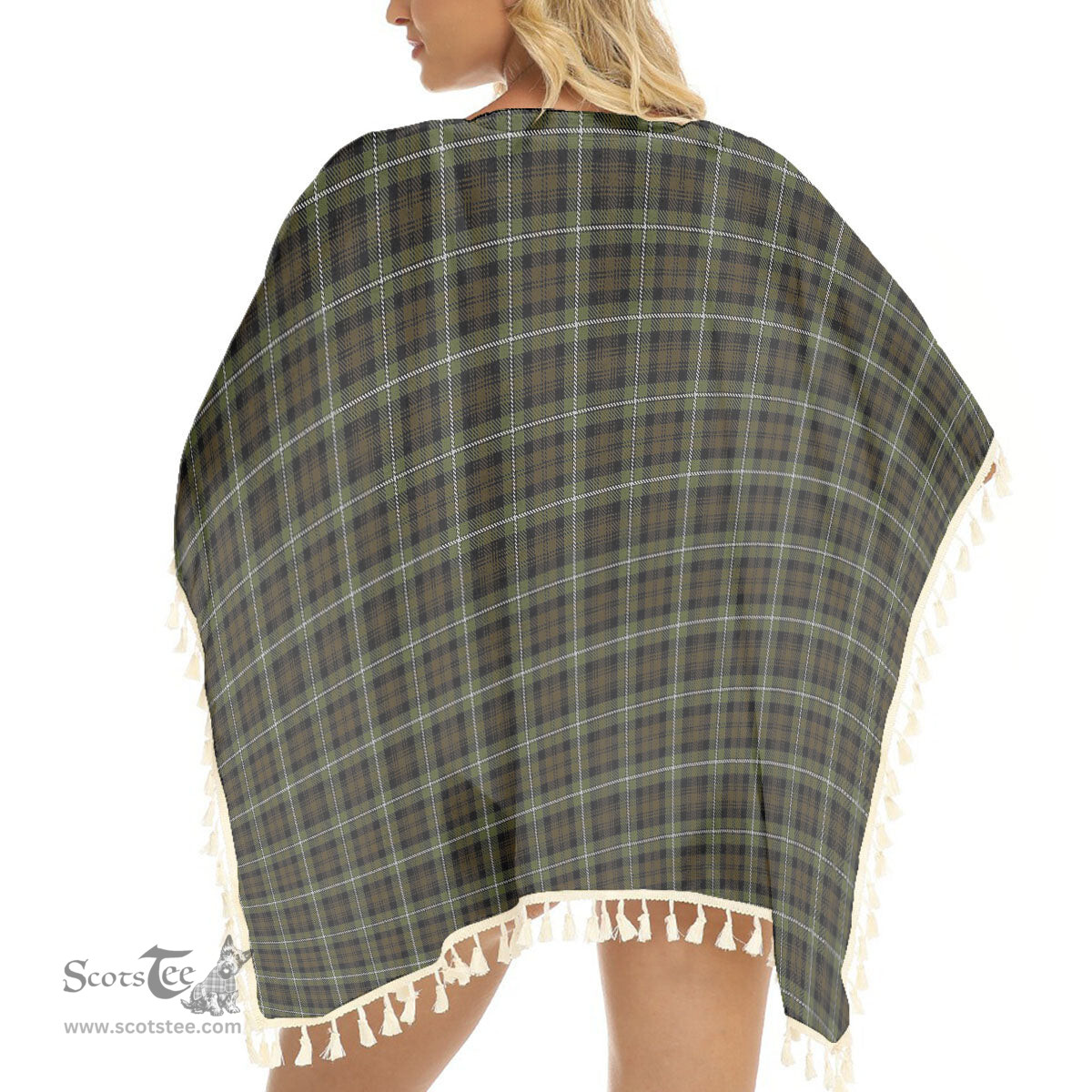 ScotsTee Shop Scottish Forbes of Druminnor Tartan Square Fringed Shawl