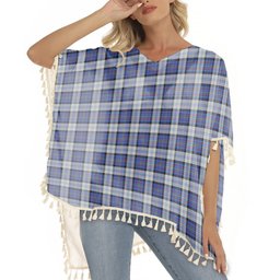 ScotsTee Shop Scottish Gillies Dress Blue Tartan Square Fringed Shawl