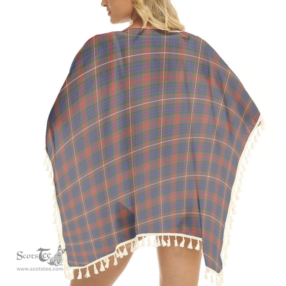 ScotsTee Shop Scottish Fraser Hunting Modern Tartan Square Fringed Shawl