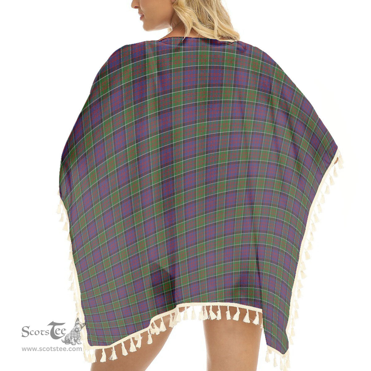 ScotsTee Shop Scottish Donald of Clan Ranald Modern Tartan Square Fringed Shawl