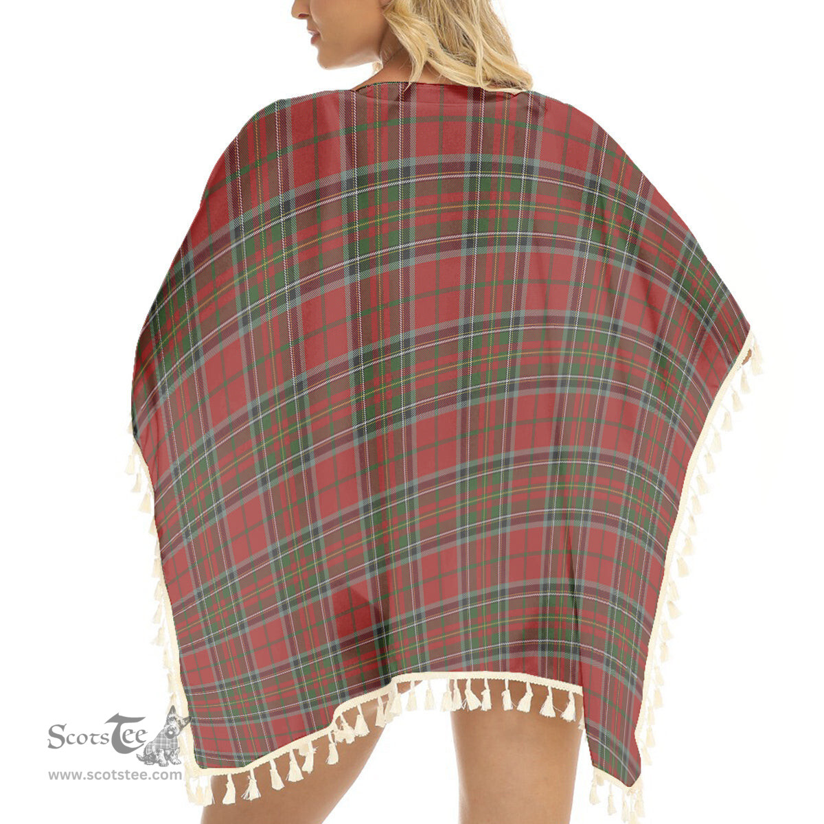 ScotsTee Shop Scottish Stewart of Galloway Tartan Square Fringed Shawl