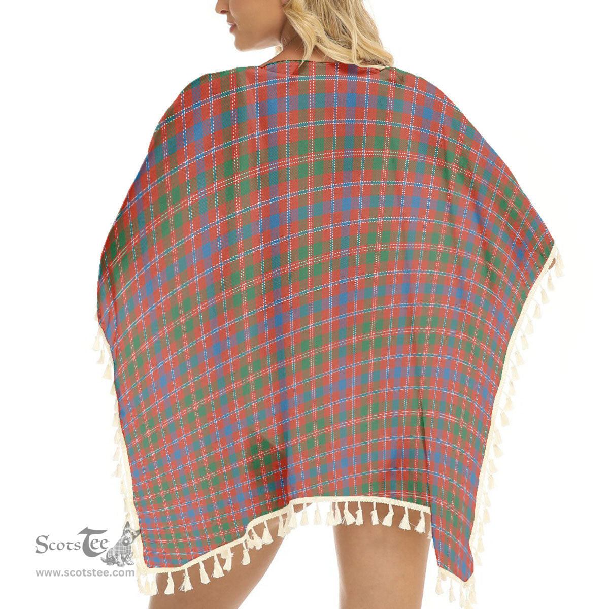 ScotsTee Shop Scottish MacDonald of Glenaladale Ancient Tartan Square Fringed Shawl