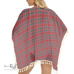 ScotsTee Shop Scottish MacDonald of Lochmaddy Modern Tartan Square Fringed Shawl