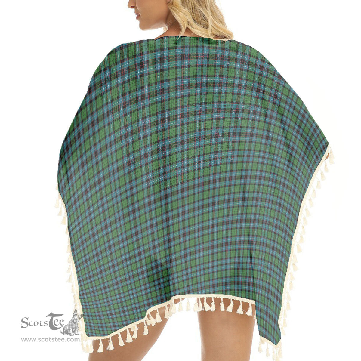 ScotsTee Shop Scottish Hunter of Peebleshire Ancient Tartan Square Fringed Shawl