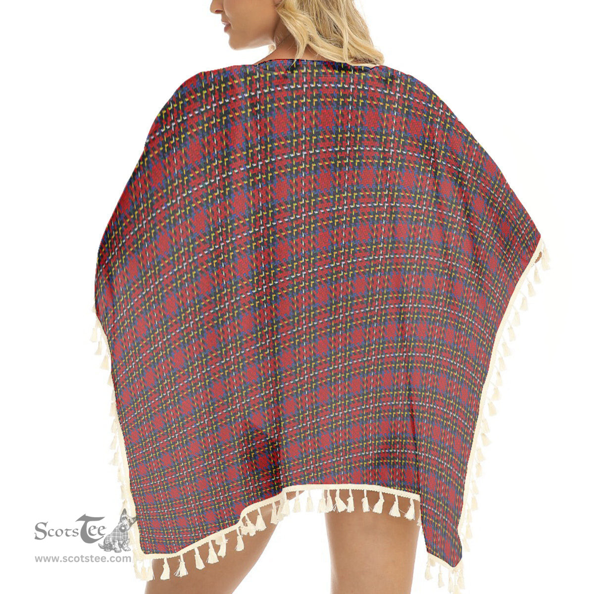 ScotsTee Shop Scottish Stewart Royal 1988 M&S Tartan Square Fringed Shawl