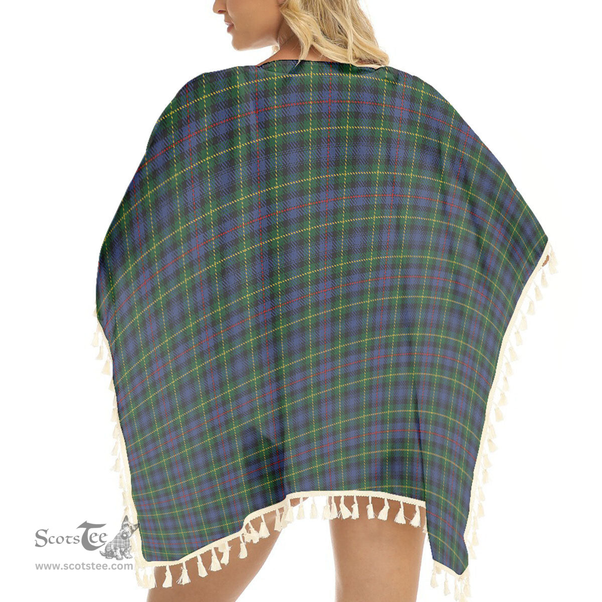 ScotsTee Shop Scottish MacLeod of Gesto 2 Tartan Square Fringed Shawl