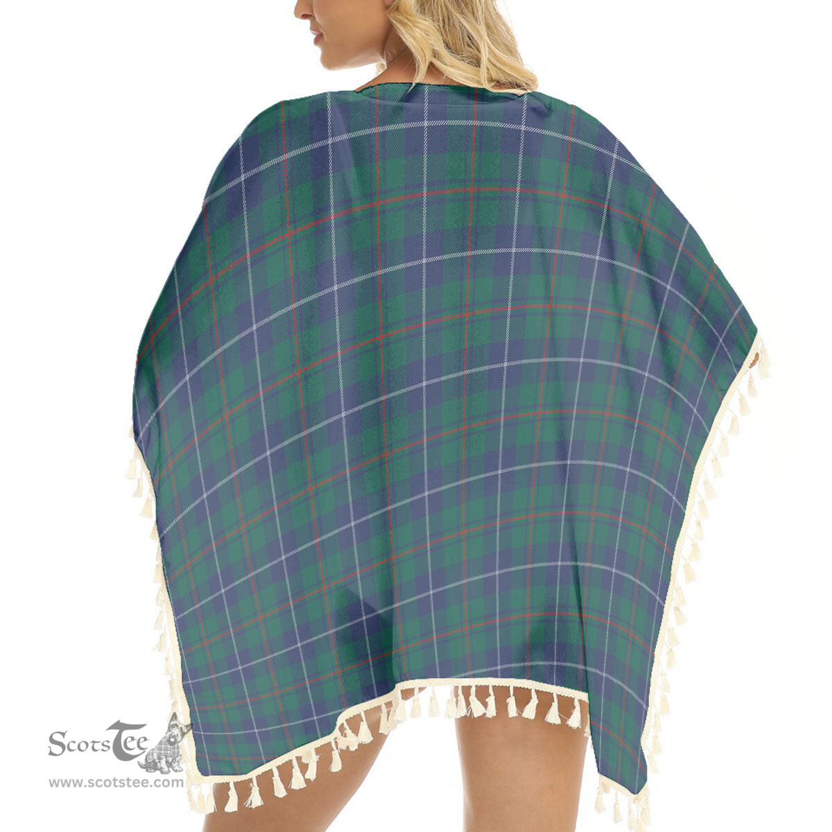 ScotsTee Shop Scottish Irvine of Bonshaw Tower Modern Tartan Square Fringed Shawl