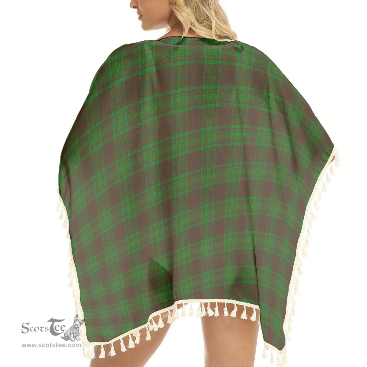 ScotsTee Shop Scottish MacAlister of Glenbarr Hunting Tartan Square Fringed Shawl