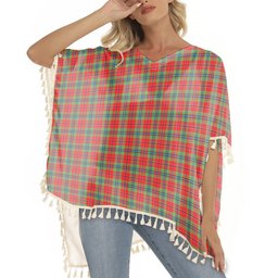 ScotsTee Shop Scottish MacLean of Duart Modern Tartan Square Fringed Shawl