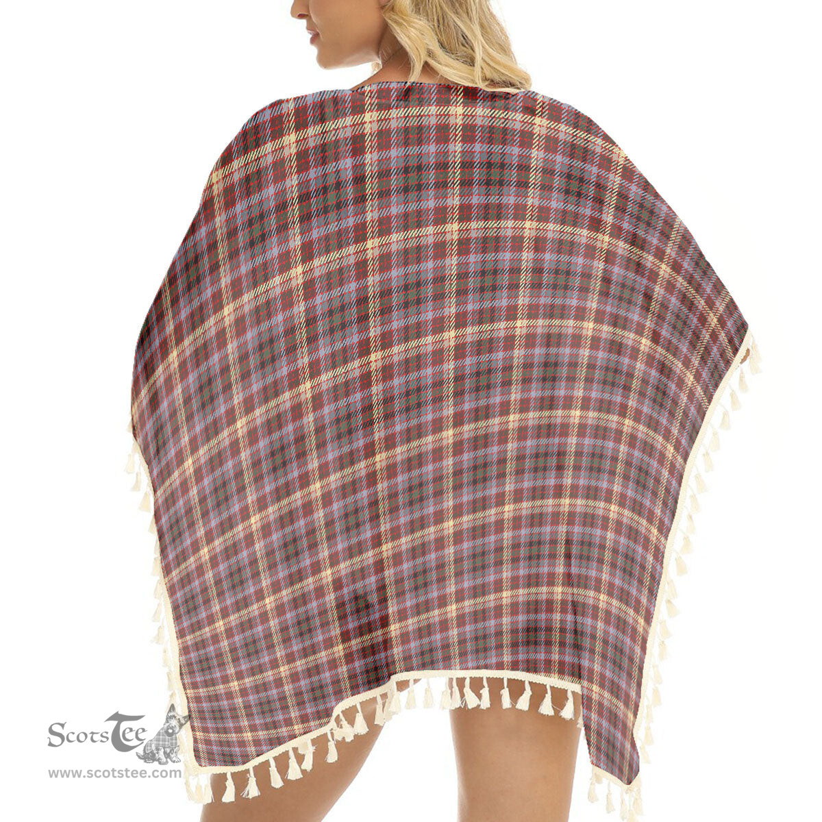 ScotsTee Shop Scottish MacKay of Strathnaver Modern Tartan Square Fringed Shawl