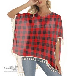 ScotsTee Shop Scottish MacLeod of Raasay SC Tartan Square Fringed Shawl