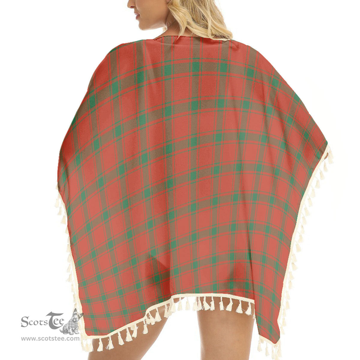 ScotsTee Shop Scottish McDonald of Sleat Ancient Tartan Square Fringed Shawl
