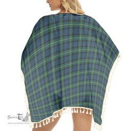 ScotsTee Shop Scottish Sinclair of Ulster Modern Tartan Square Fringed Shawl