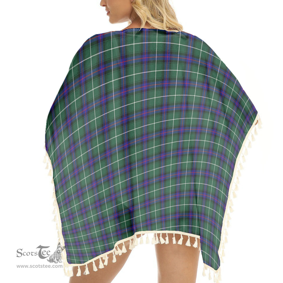 ScotsTee Shop Scottish MacDonald of the Isles Hunting Modern Tartan Square Fringed Shawl