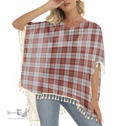 ScotsTee Shop Scottish MacPherson Dress Burgundy Dance Tartan Square Fringed Shawl