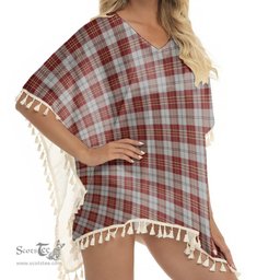 ScotsTee Shop Scottish MacPherson Dress Burgundy Dance Tartan Square Fringed Shawl