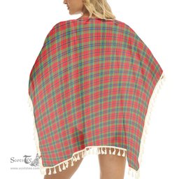 ScotsTee Shop Scottish McLean of Duart Modern Tartan Square Fringed Shawl