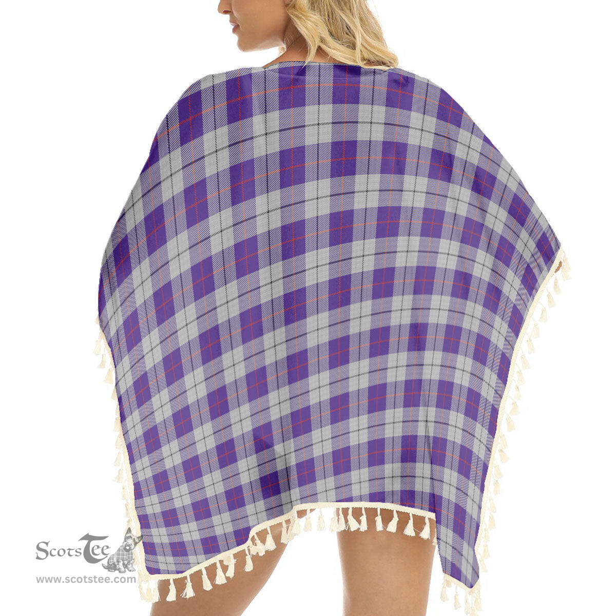 ScotsTee Shop Scottish MacRae Dress Purple 1 Tartan Square Fringed Shawl