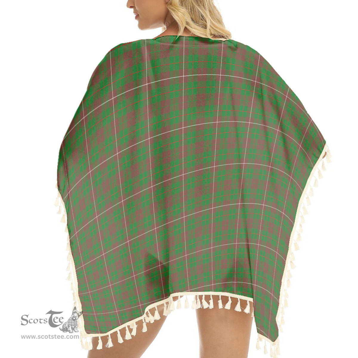 ScotsTee Shop Scottish McKinnon Hunting Modern Tartan Square Fringed Shawl