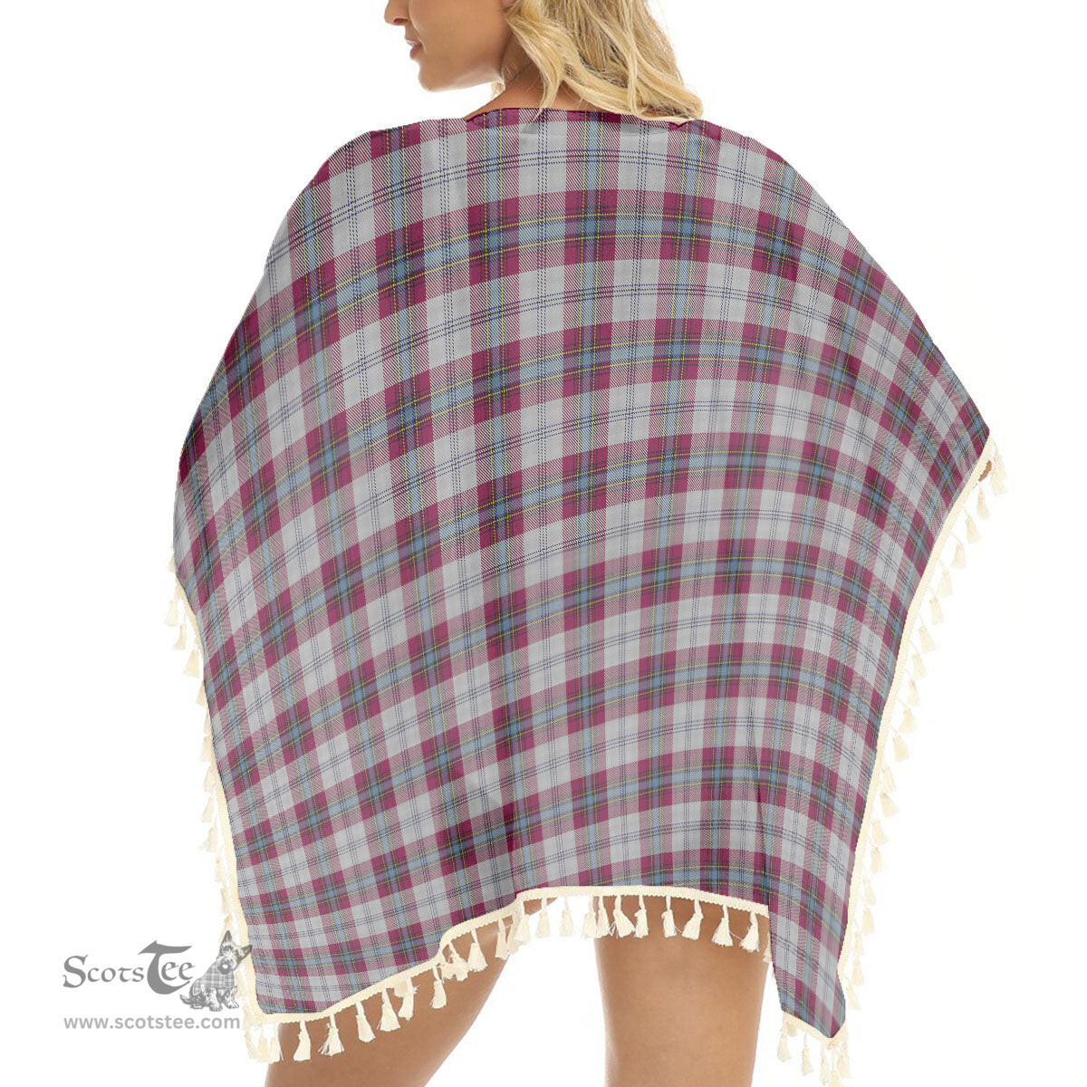 ScotsTee Shop Scottish MacLean of Duart Dress 4 Tartan Square Fringed Shawl