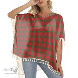 ScotsTee Shop Scottish McDonald of Sleat Tartan Square Fringed Shawl